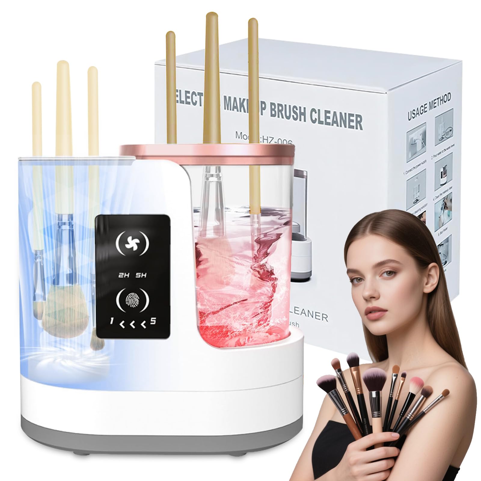 Photo 1 of 3-in-1 Electric Makeup Brush Cleaner with Dryer & Holder–Automatic USB Cleaning Machine for All Makeup Brush Sizes, Portable Quick-Dry Tool for Cosmetic Brushes