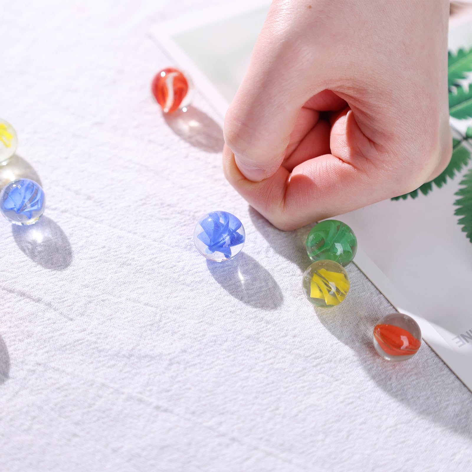LovesTown 200PCS Glass Marbles Bulk, Colorful Cats Eyes for Kids Marble Game, Assorted Sizes