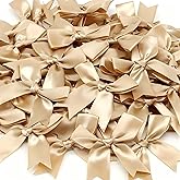 jeekscss Gold Gift Wrap Bows-50pcs 3.3 Inch Elegant Bows for Gift Wrapping, Wedding Decorations, Baby Shower Party, Birthday Presents, Christmas Gift Bags 