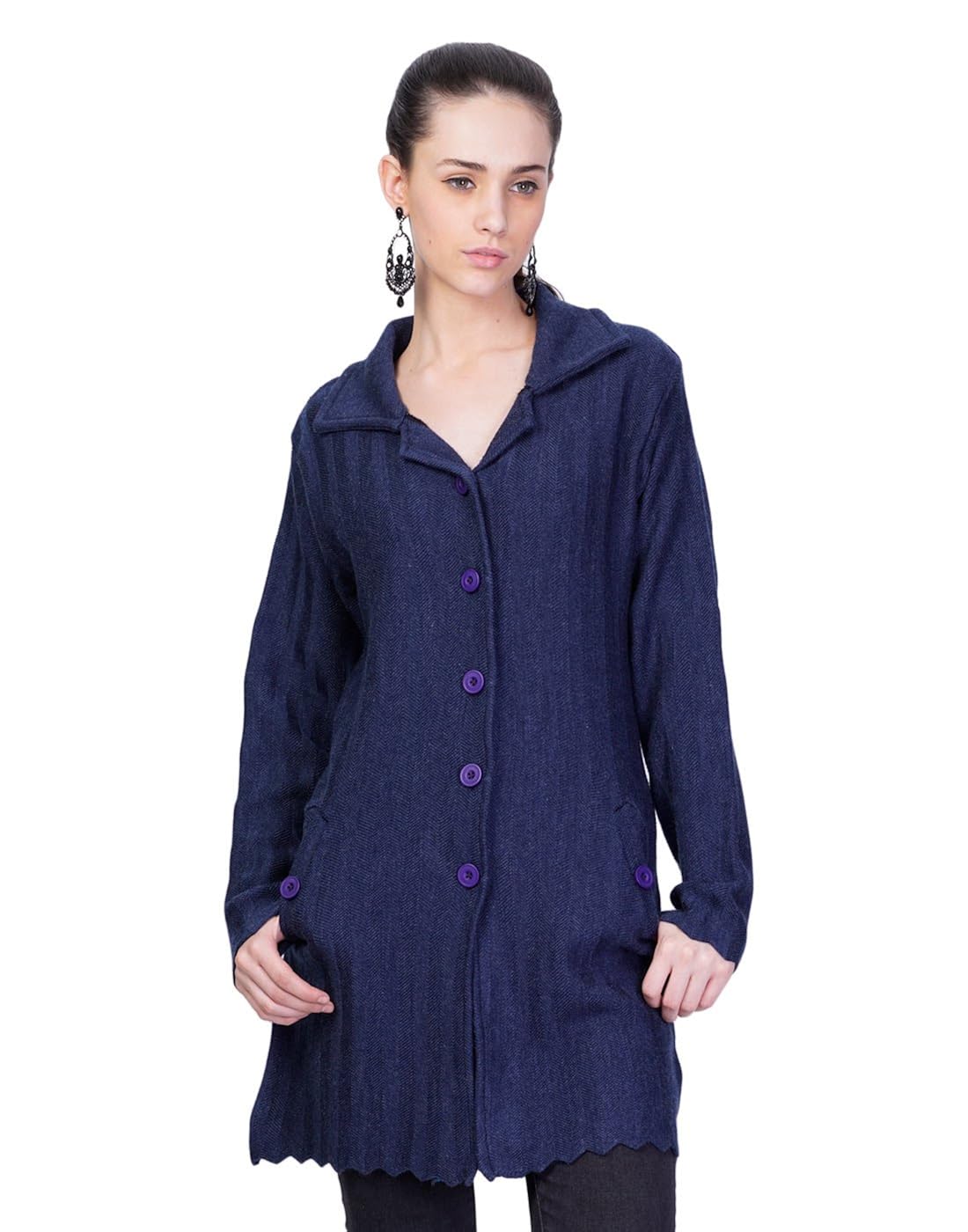 montrex blue designer long coat for women