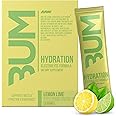 RAW Electrolytes Powder Hydration Drink Mix Packets, Bum Hydrate (Lemon Lime, 20 Servings) - Electrolyte Hydration Packets Supports Muscle Function & Endurance - Keto Free Electrolytes Powder Packets