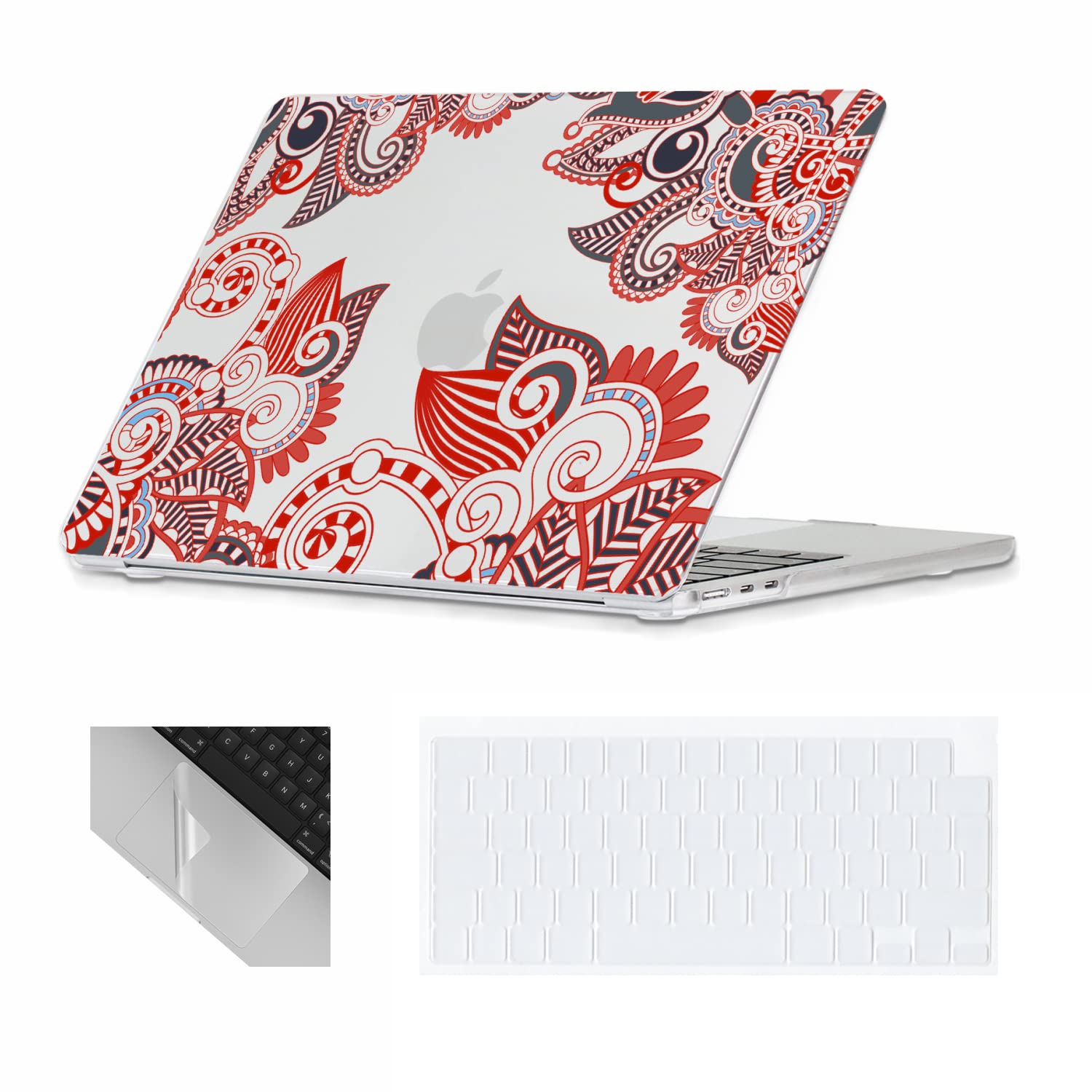 Se7enline Compatible with MacBook 13.6 inch Case A2681/A3113/A3240 for 2022-2025 13 inch MacBook Air M2/M3/M4 Cool Laptop Hard Shell Case&Keyboard Cover Skin&Touchpad Protector, Red Gray Totem — image 1