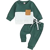 GGBNOMER Toddler Baby Boy Fall Clothes Waffle Contrast Color Sweatshirt Pants Sets Infant Winter Outfits 6 12 18 24 Months