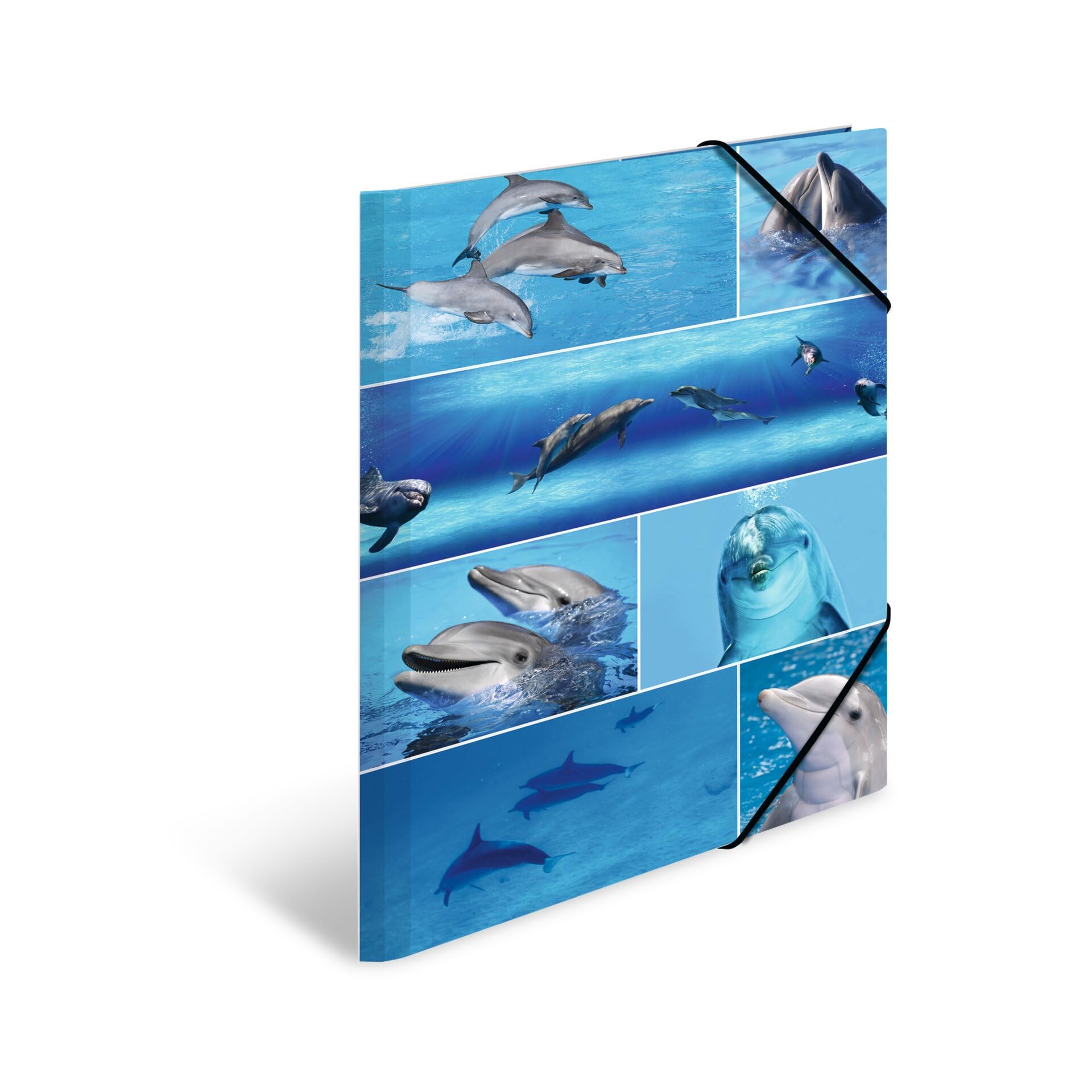 HERMA Elastic Folder Animals with Dolphins Motif, A3, Sturdy Cardboard, with Inner Print, 1 Span Folder