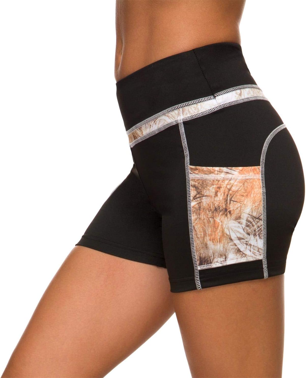 Flatik Womens Active Running Yoga Short Workout Shorts with Pocket