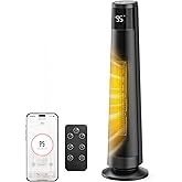 FLANUR 1500W PTC Ceramic Smart Space Heaters for Indoor Use, Portable Heater with Remote & App Control for Large Room, Office