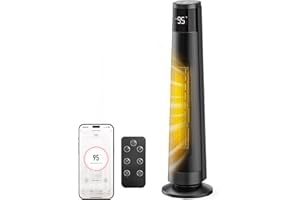 FLANUR 1500W PTC Ceramic Smart Space Heaters for Indoor Use, Portable Heater with Remote & App Control for Large Room, Office