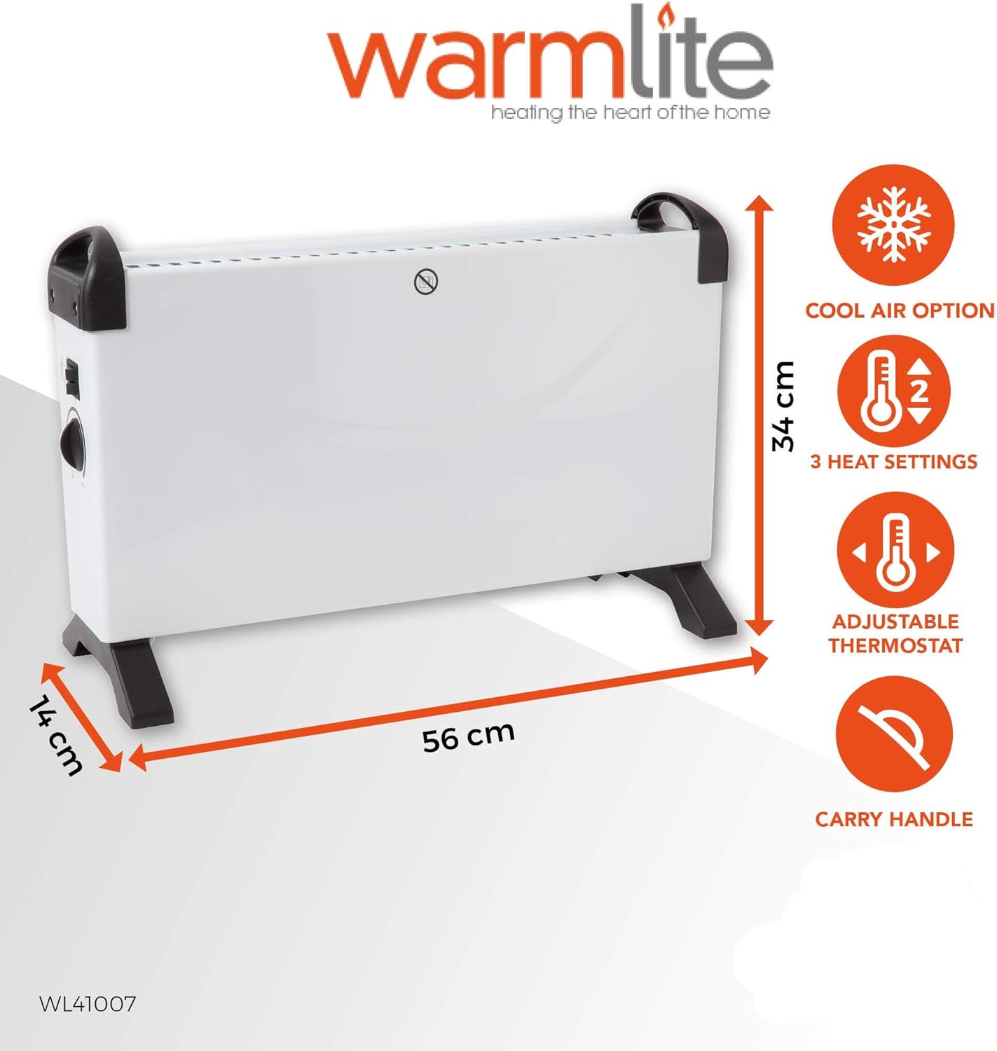 Warmlite WL41007 2000W Convection heater with an Adjustable Thermostat