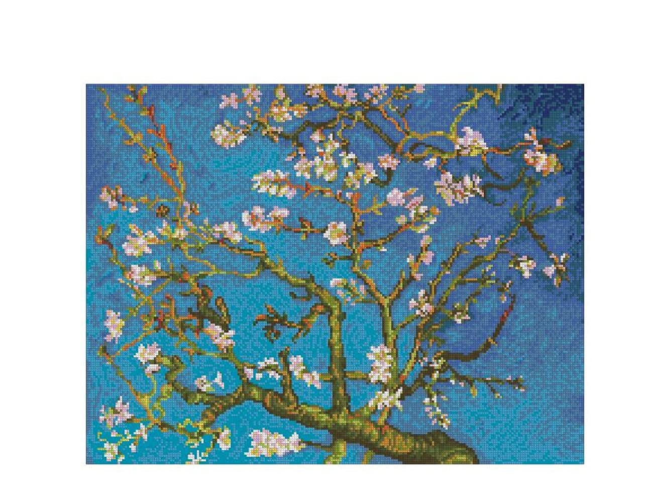 Almond Blossom Cotton Cross Stitch Kits, All Decor, Sampler DIY,Cross Stitch, 14 Count,220x170 Stitch 50x41 cm Counted Cross Stitch Kits