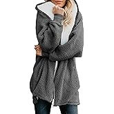 Yanekop Womens Oversized Sherpa Jacket Fuzzy Fleece Zip Up Jacket Warm Winter Coats Faux Fur Coat with Pockets