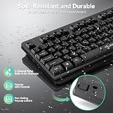 TECKNET Wireless Keyboard 2.4G USB Silent Ergonomic 8° Feet UK Layout view 3
