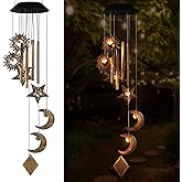 Solar Wind Chimes for Outside,Sun and Moon Wind Chime for Outside,Waterproof LED Wind Chimes,Solar Lantern Wind Chime Outdoor, for Wife/Mother/Grandma/Neighbors ect