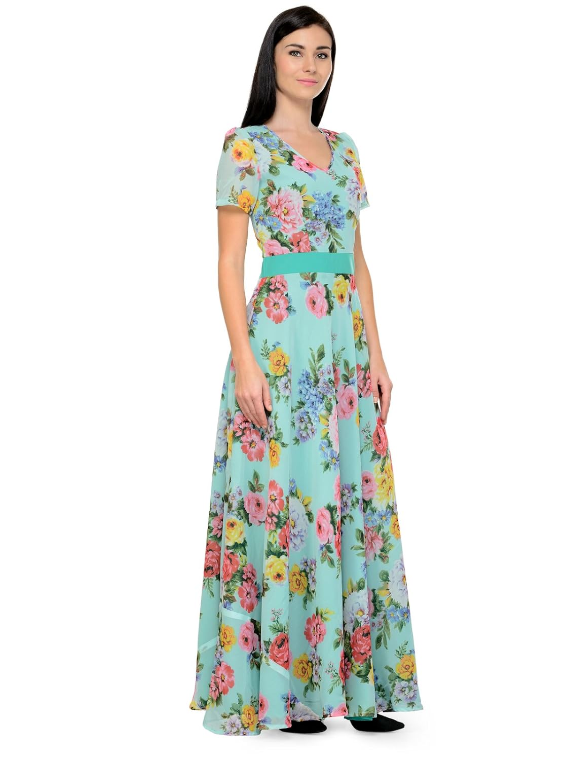 just wow women's poly georgette long gown