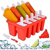 Silicone Popsicle Molds 10-cavity, DIY Ice Pop Mold for Kids Adult Teens, BPA Free Ice Cream Molds for Party Yogurt Juice Smo