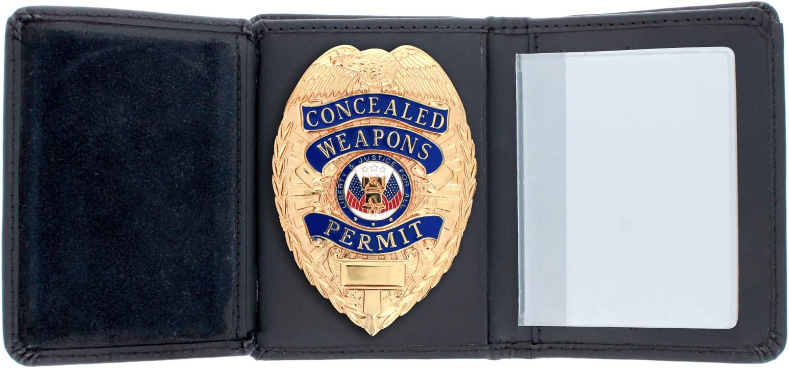 ASR Federal Black Leather RFID Wallet Police Badge Holder with Removable ID Card Holder, Shield