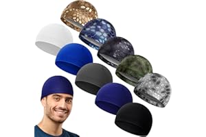 Tarpop 10 Pcs Men Cooling Skull Caps Welding Hard Helmet Liner Cycling Skull Caps Wicking Beanie Do Rag Head Wrap for Men
