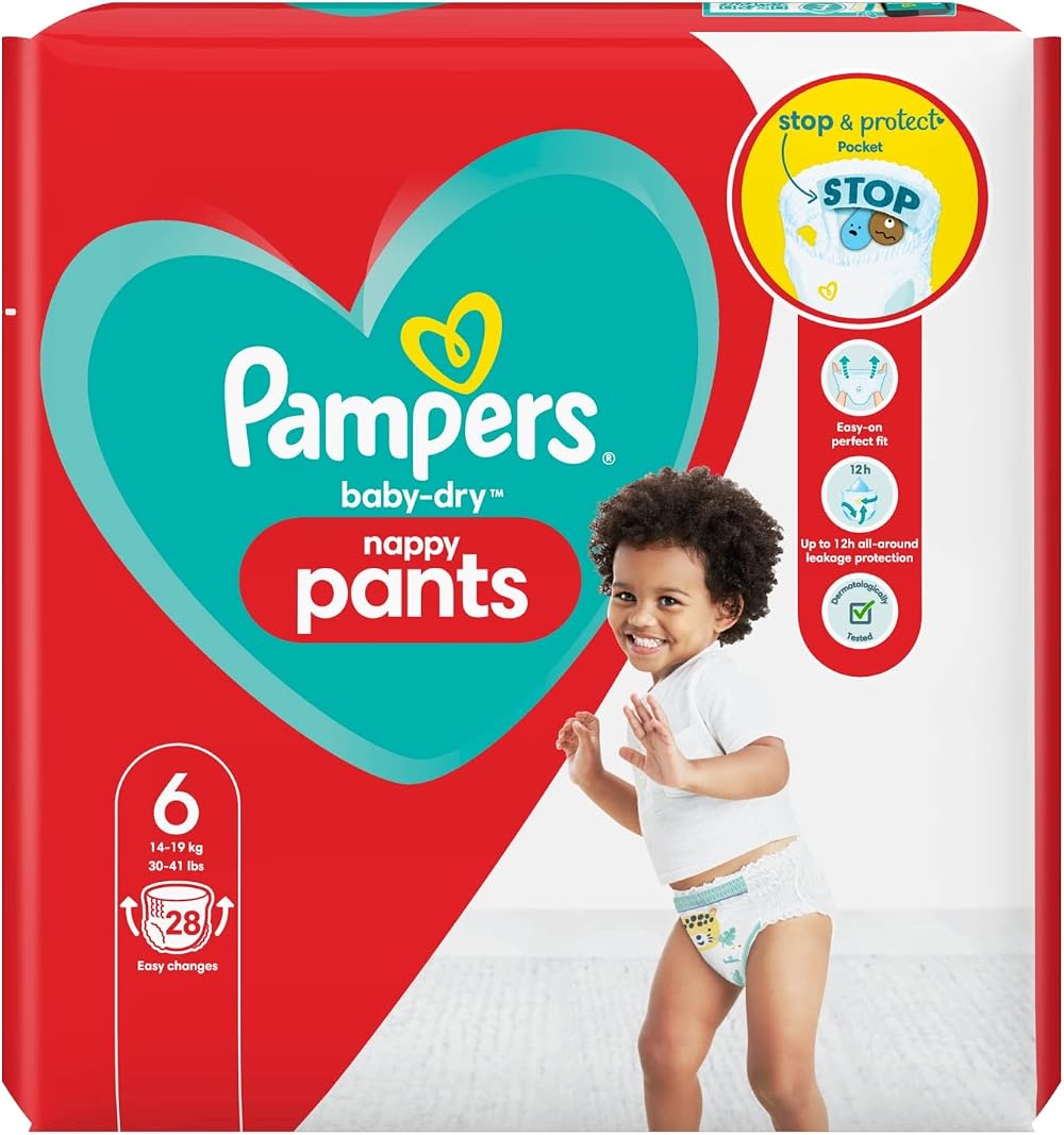 Pampers Baby-Dry Nappy Pants Size 6 28 Nappies 15kg+