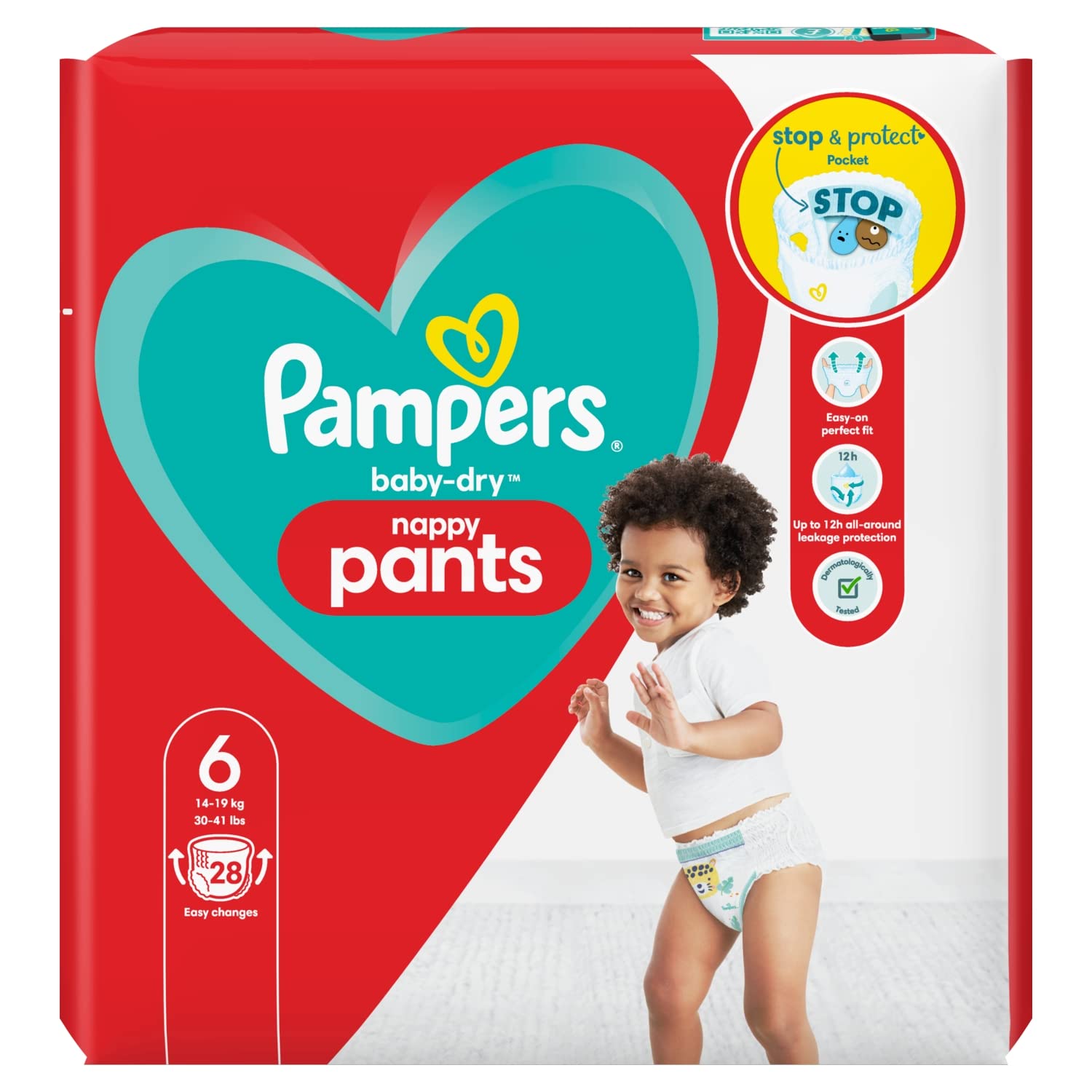 Pampers Baby-Dry Nappy Pants Size 6, 15kg+, 28 Nappies