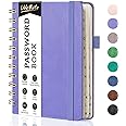 WEMATE Password Book with Alphabetical Tabs, Spiral Password Keeper Book for Seniors, Internet Password Notebook Password Journal Logbook Log in Detail, Small – 4.7''x 6'' (Purple)