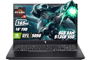 Acer Nitro V 15 Gaming Laptop, 15.6 Inch FHD 165Hz, AMD Ryzen 5 7535HS, NVIDIA GeForce RTX 3050, 8GB DDR5, 512GB PCIe Gen4 SS