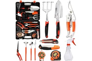 Scuddles Gardening Tools- 12 Gardening Hand Tools Included Shears, Tree Ties, Weeder, Rake, Shovel, Trowel, Sprayer, Gardening Gift for Men