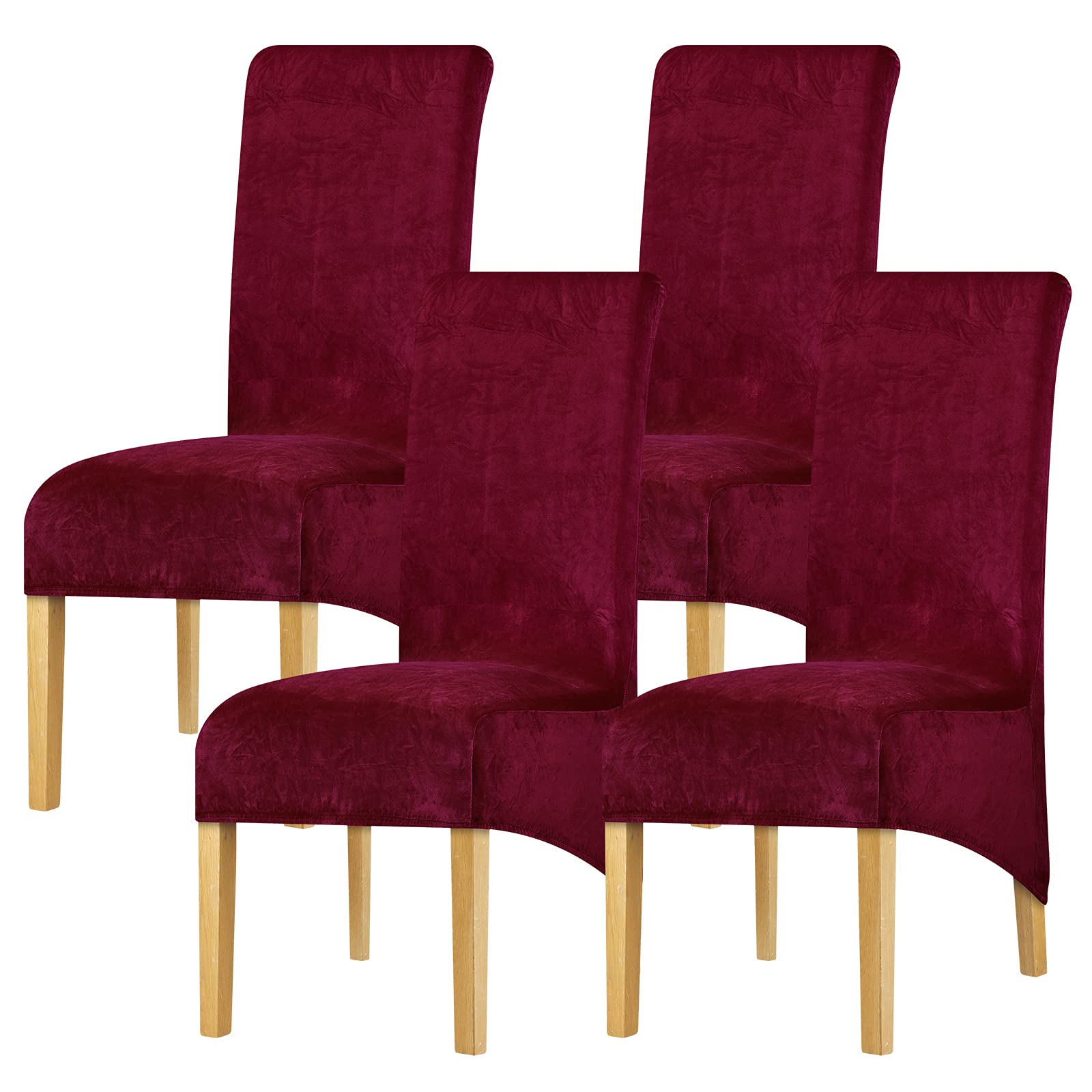 Leorate Chair Slipcovers Large Thick High Back Chair Cover Stretch Velvet Seat Cover for Wedding Party Dining Room Hotel Wine Pack of 4 — image 1