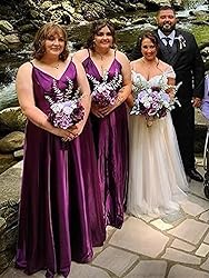 Lindo Novia Plum Satin Bridesmaid Dresses for Women