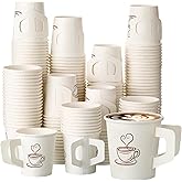 Tessco for you 200 Count 4 oz Disposable Espresso Paper Cups Bulk with Handle, Ideal for Party Hot Cold Drinking Coffee, Tea, Cocoa, Juice, Picnic, Home, Office, Travel and Events