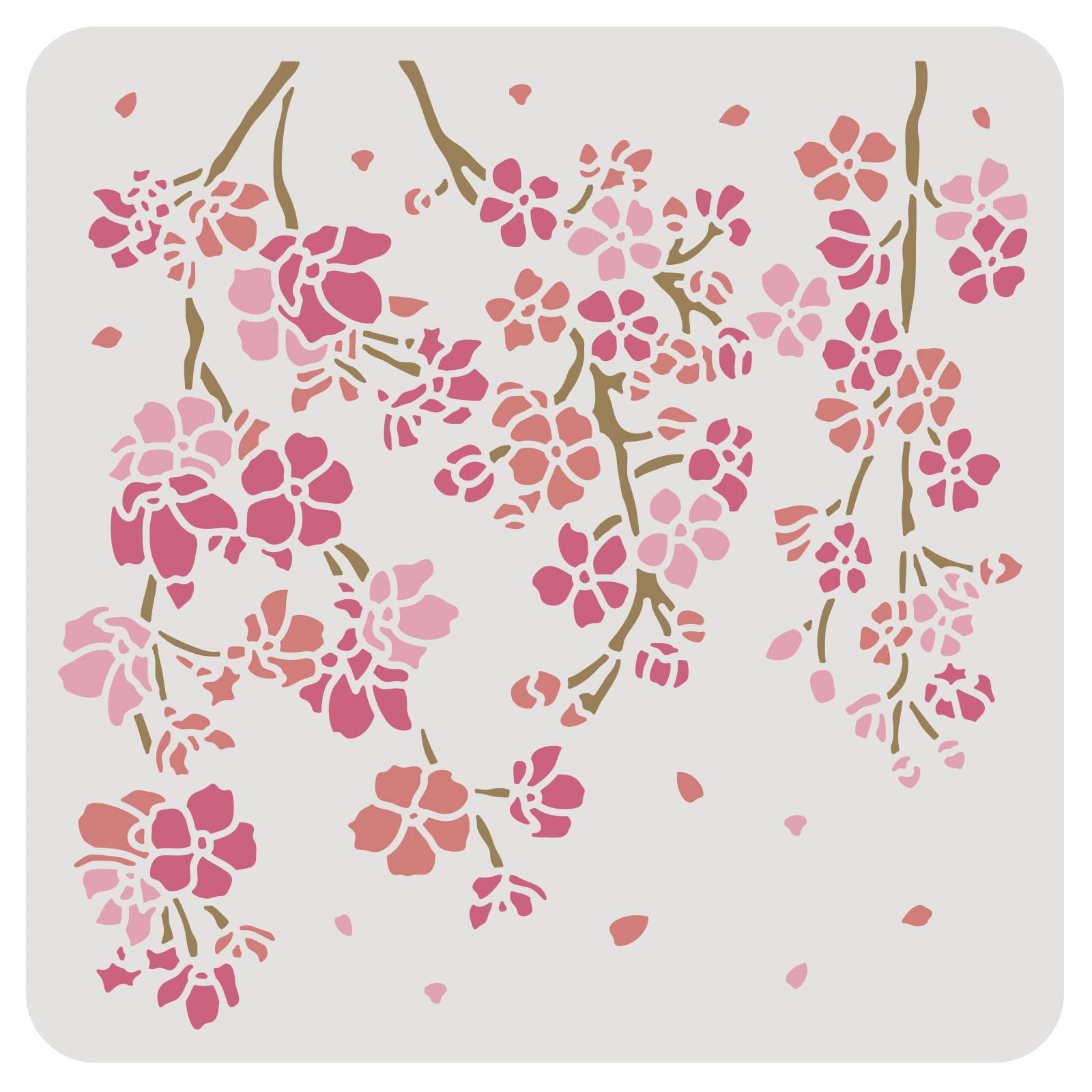 BENECREAT 30x30cm Cherry Blossom Stencil, Weeping Flower Reusable Plastic Drawing Stencils Templates for Painting on Scrapbook Fabric Wall Floor Furniture Wood