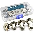 LQ Industrial 75 Sets Silver M5 Chicago Screw Assorted Kit Slotted Phillip Head Binding Screws Rivet Assembly Bolt Nail Rivet