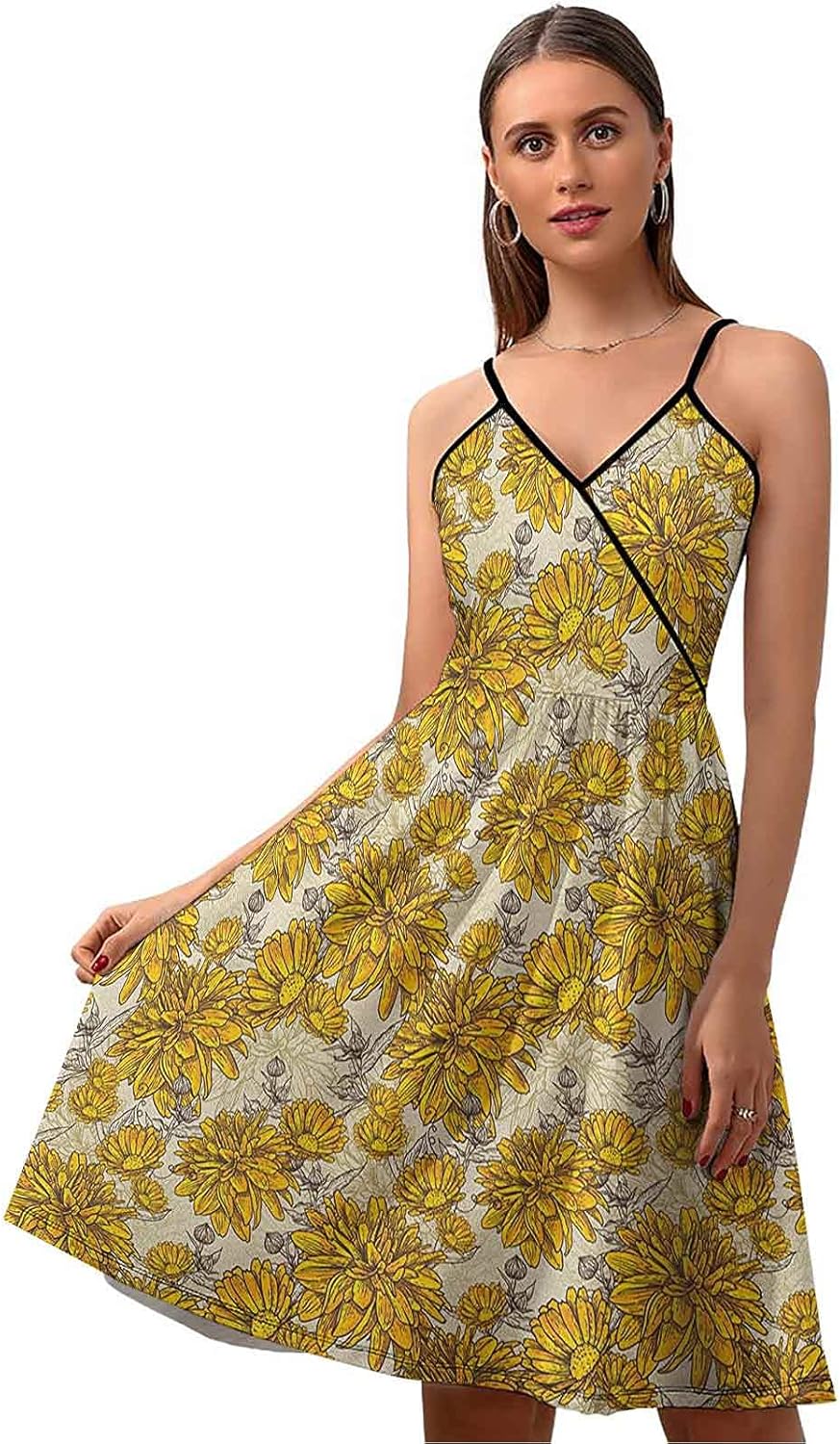Floral Dress Slips for Women, Lily Carnation Bouquet Beauty Botany Field Flourishing Mother 