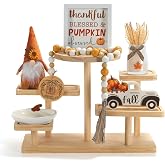 Fall Decorations for Home 6PCS Fall Thanksgiving Tiered Tray Decor Set | Farmhouse Cozy Fall Decor Centerpiece for Kitchen Counter, Shelf &amp; Table, Cute Autumn Decoration Accents (Tray Not Included)