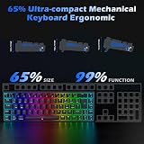 TECURS Wireless Mechanical Keyboard 65% RGB UK Layout Red Switch 2.4G Bluetooth view 4