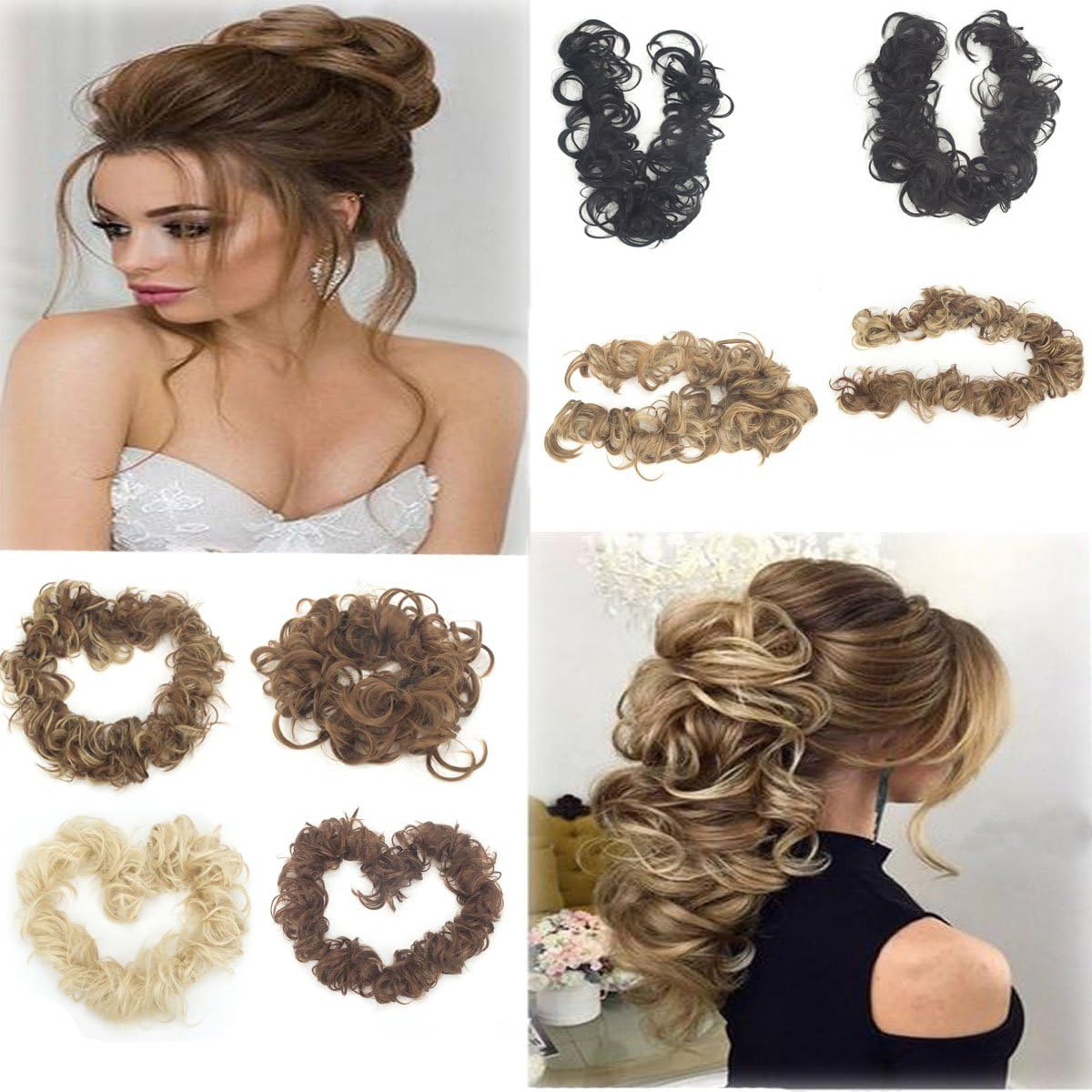 Amazon Com Curly Messy Hair Bun Piece Scrunchie Bun Updo Cover