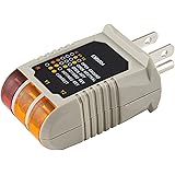 Power Gear Receptacle Tester, Standard 3-Wire, Circuit Analyzer, 110-125 VAC, 6 Visual LED Tests, ETL Listed – 50542 Gray