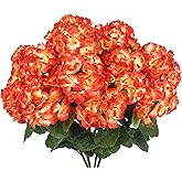 CISDUEO 4 Pcs Artificial Geranium Flowers for Outdoors Silk Flowers Outside Orange Flowers Bush Faux Geraniums for Planters Outdoor Decor Indoor Garden Patio Grave Cemetary Table Centerpiece