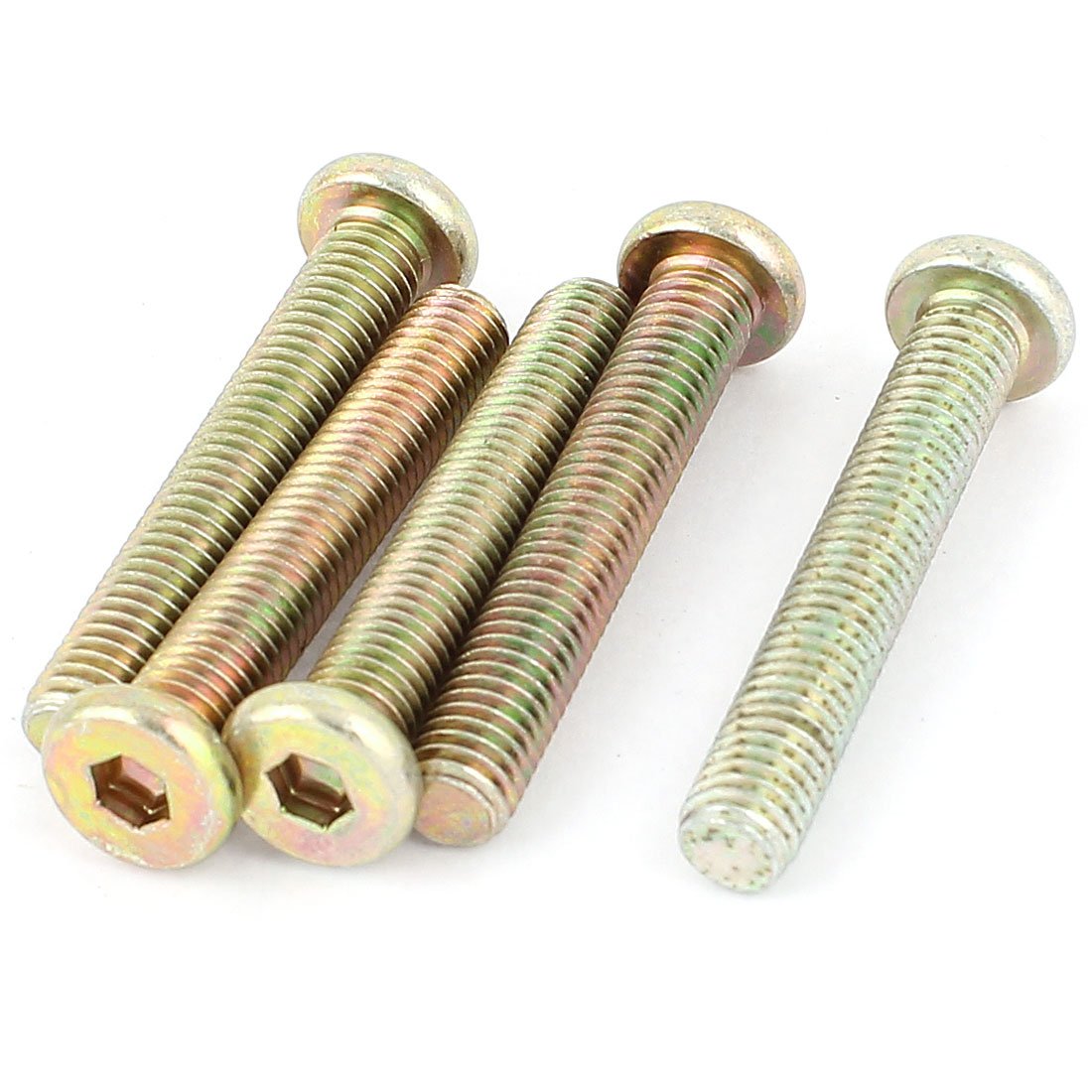 Photo 1 of uxcell M8x50mm Full Thread Hex Socket Head Cap Screws Bolts Bronze Tone 5 Pcs