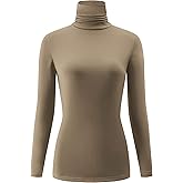 Kindcall Casual Turtleneck Tops Lightweight Long Sleeve Soft Thermal Shirts for Women