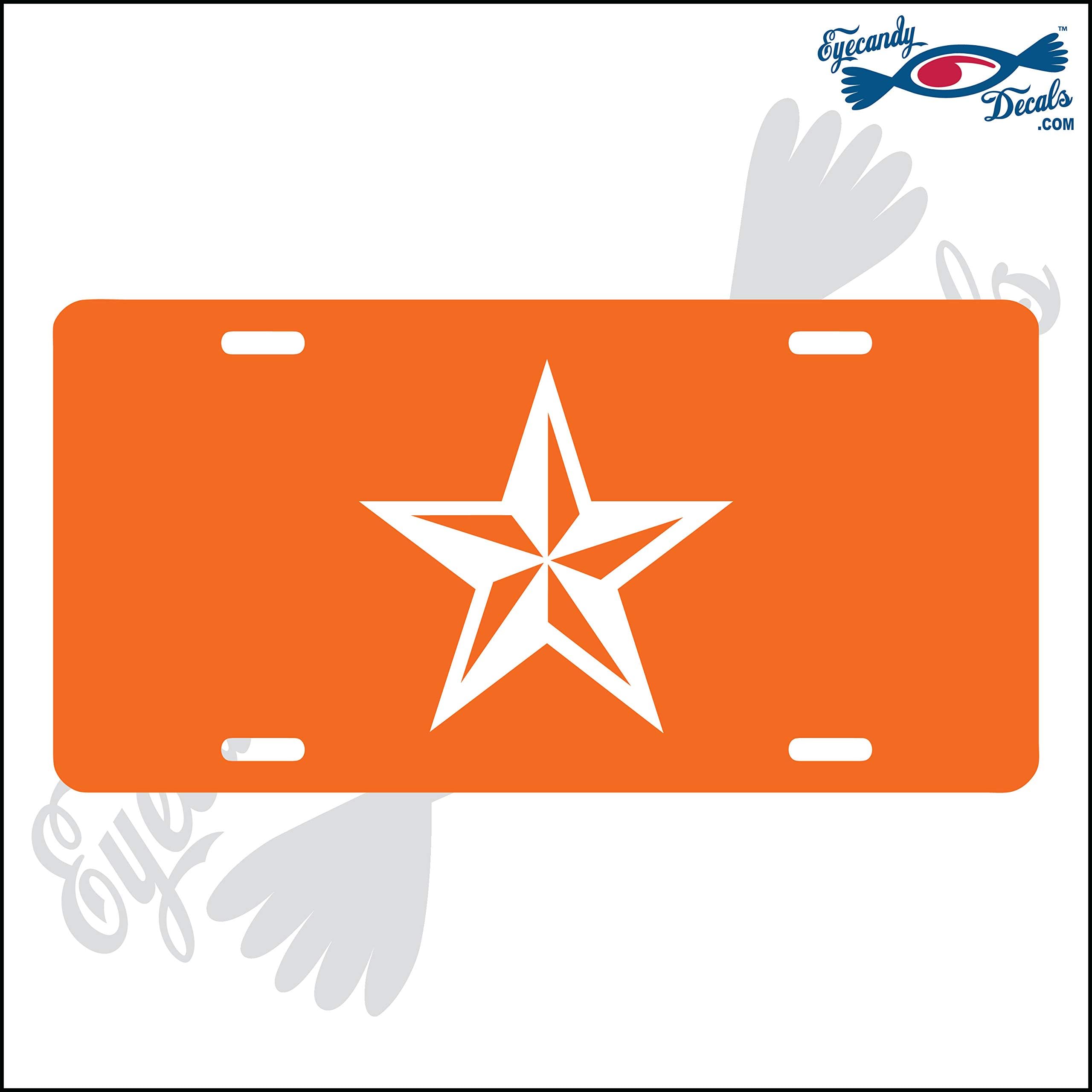 Eyecandy Decals Nautical Star White on a Orange Acrylic Mirror License Plate