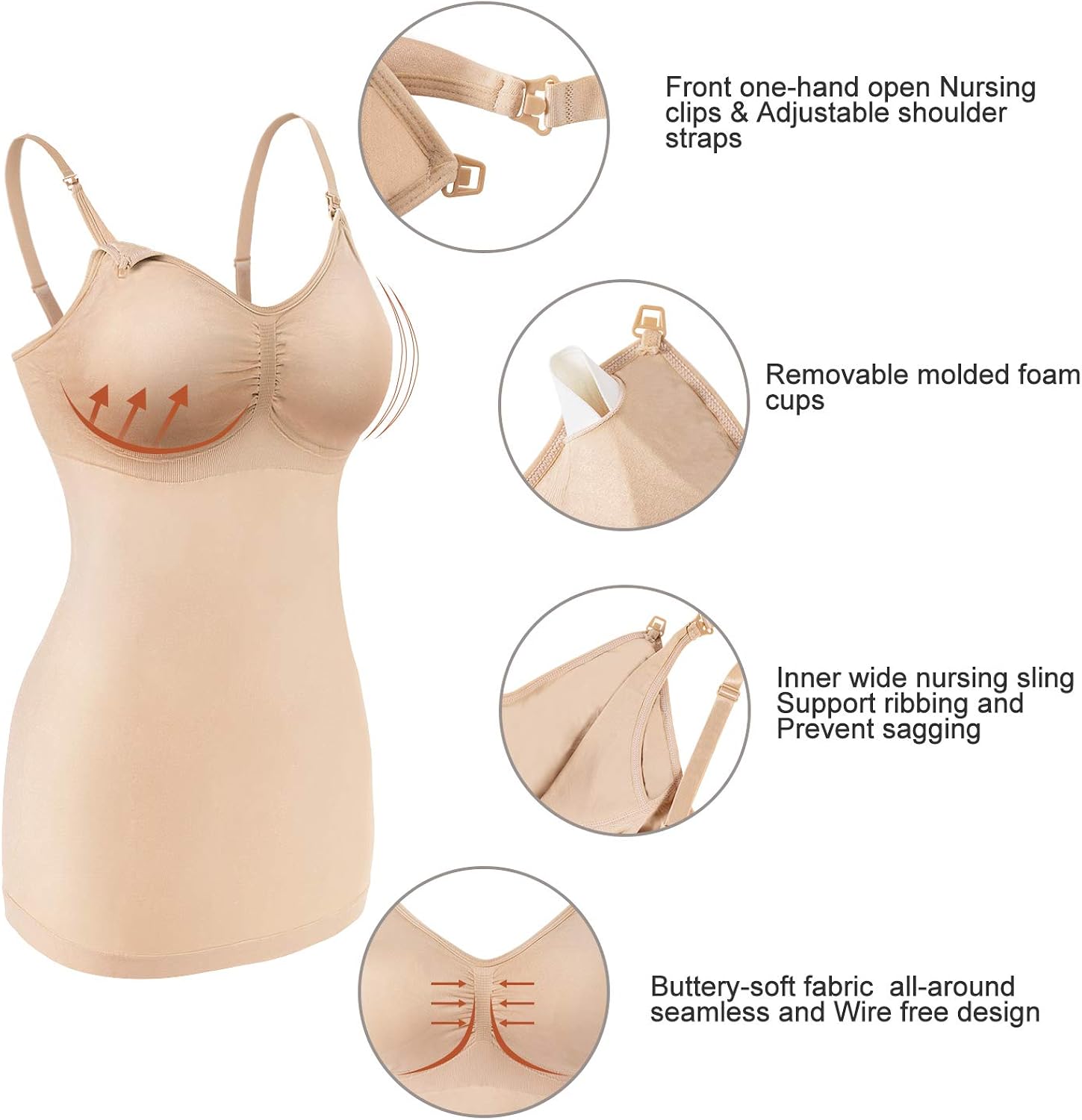 Angelhood Maternity Nursing Tank Tops for Breastfeeding, Womens Nursing Maternity Cami Built in Bra Sleep Bra Pack of 3 at  Women’s Clothing store