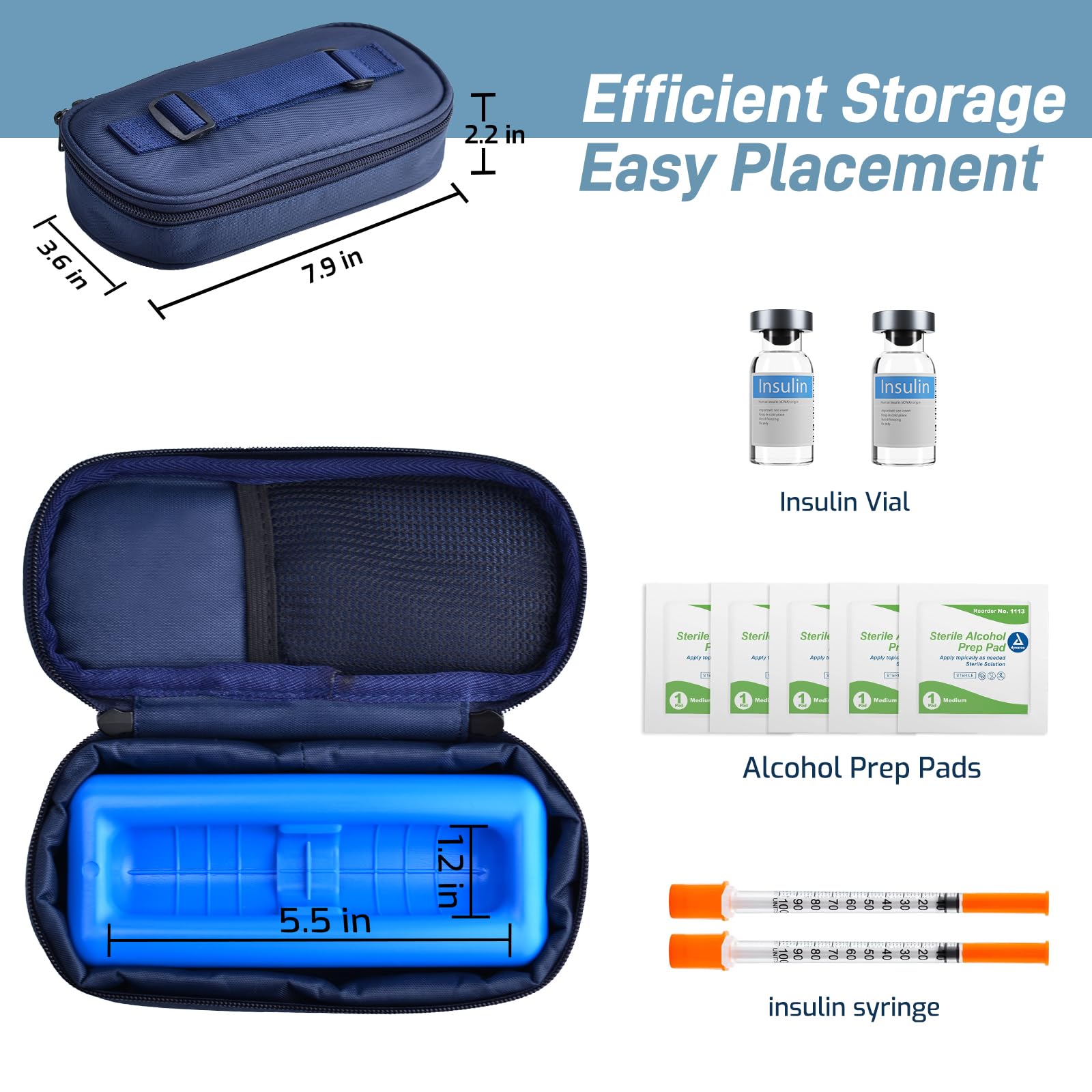 Cruxer Insulin Vial Cooler Travel Case,Diabetes Carrying Insulated Bag for Supplies Keep Medicine Cool,Diabetic Small Bottle Protector Kit for Storage,Portable Mini Pack with Protective Ice Brick