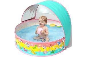 Kiddle Baby Pool with Canopy, Pop-Up Above Ground Pool, Foldable Infant Wading Pool for Toddlers 1-3, Baby Beach Tent, Portab
