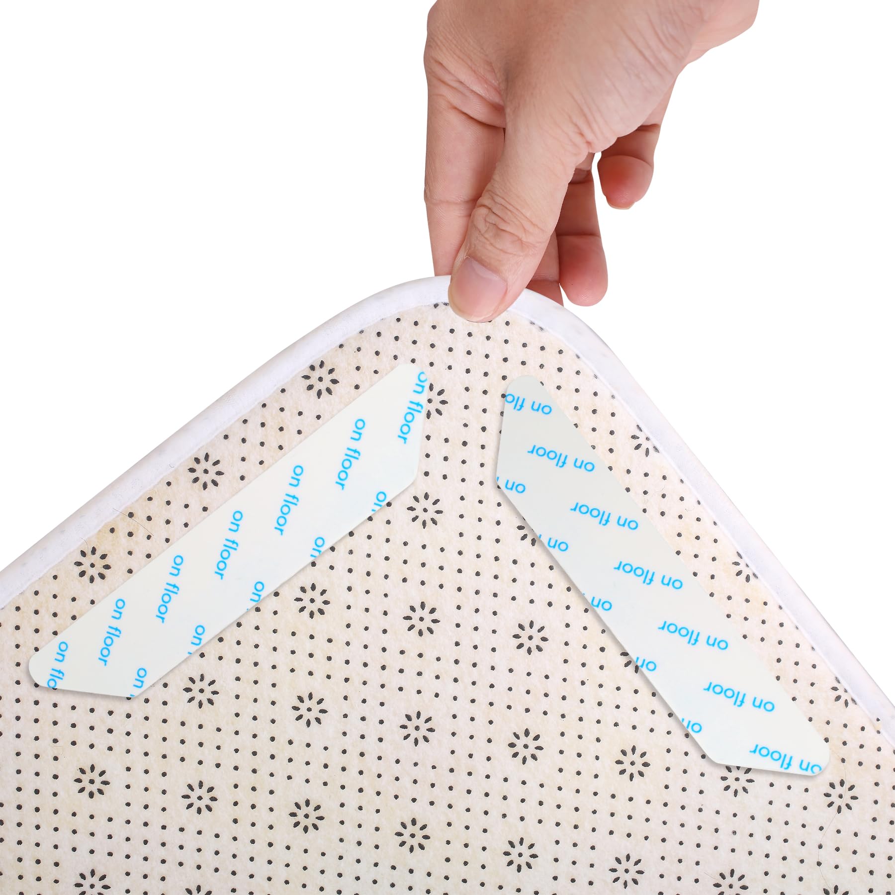 SidMing Rug Pad, Non Slip Rug Pad, Double Sided Carpet Sticker, Under Rug Tape, Anti Curling, Reusable, for Hardwood Floors, Mats, Tile (12 PCS, Trapezoid White)