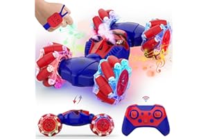 SAUFTTI RC Stunt Cars, Gesture Sensor Stunt Remote Control Car Toys for Kids Age 6 7 8 9 10 11 12+ Years Old, 2.4GHz 4WD RC 360° Flips Off Road Vehicle Toys with Lights Music, Gifts for Boys Girls