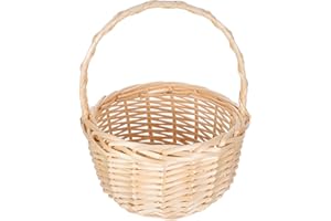 Sosoport Picnic Basket Round Wicker Handwoven Rattan Basket with Handle for Holiday Presents and Outdoor