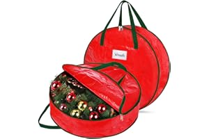 DeckTheHalls Christmas Wreath Storage Container, 2-PACK Waterproof Christmas Storage with Secure Zipper, Reinforced Carry Handles, Year-Round Protection for Christmas Garland & Holiday Decor (30 Inch)