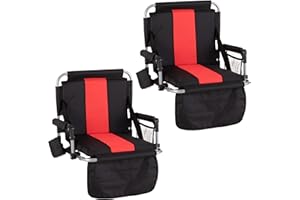 HIGH POINT SPORTS Foldable Stadium Seats for Bleachers with Back Support, 2PCS Bleacher Seats Chairs with Back and Cushion, P