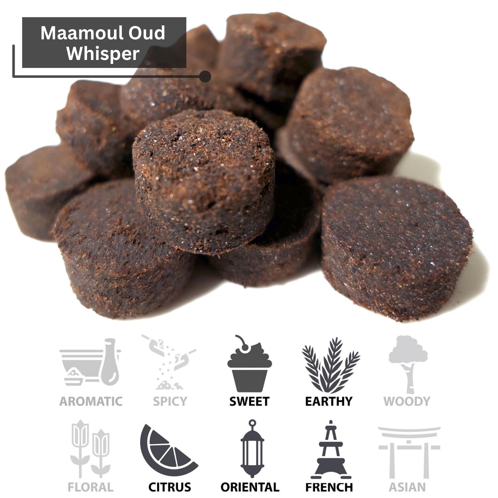 Maamoul Oud Whisper 80g (Pressed Resin Disks) Use With Charcoal For