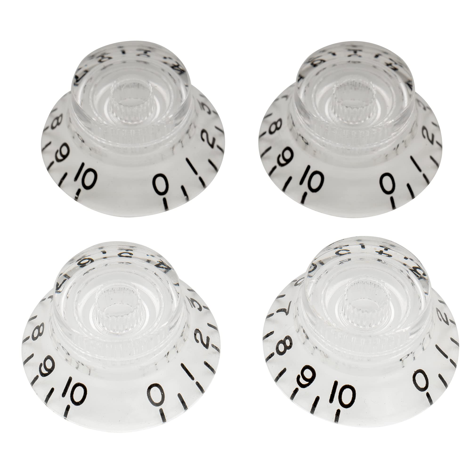Musiclily Pro Imperial Inch Size Guitar Bell Top Hat Knobs Compatible with USA Made Les Paul Style,Transparent (Set of 4)