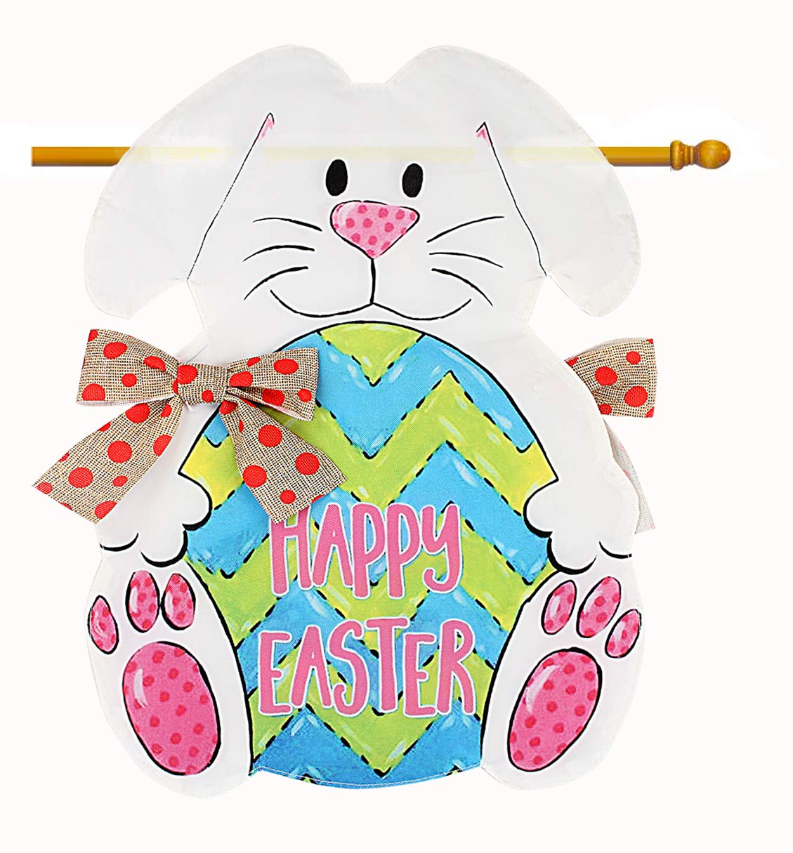 Photo 1 of Spring Super Easter Bunny Eggs Garden Flag Welcome Home banner Double Sided Home decor Yard Garden Outdoor holiday Decorating 28" x 40"